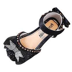 Mode Frühjahr und Sommer Mädchen Sandalen Kleid Tanz Leistung Prinzessin Schuhe Licht Pailletten Mesh Schleife Strass Band Baby Boy Sandalen (Black, 2-2.5 Years Toddler) von Generic