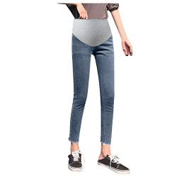 Modische Damenbäuche mit hoher Taille für Schwangere, bequeme Leggings, Hosen, Hosen World Sticker Fun (Blue, M) von Generic