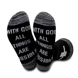 Motivierende christliche Socken Kreuz inspirierendes Geschenk mit Gott All Things Are Possible religiöses Geschenk, Black-with God All things are possible, L von Generic