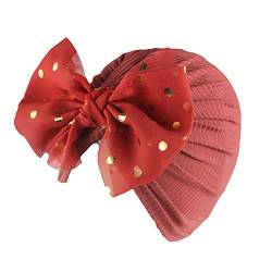 Mütze für Baby-Kopfbedeckungen Blumen-Bowknot-Accessoires feste Babypflege Baby-Haarschleifen (Red, One Size) von Generic