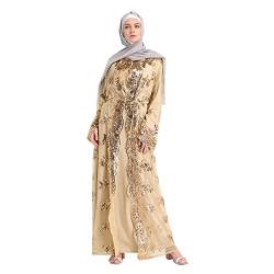 Muslimische Kleid für Damen Abaya Arabisch Schnüren Trompetenärmel Robe Kaftan Dubai Islamisch Lange Kleider Robe von Generic