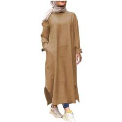 Muslimische Kleider Damen, Abaya Damen Langarm Muslimische Islamische Kleid Arabisch Kaftan Türkische Gebetskleidung Muslim Blusenkleid Gebetskleid Lang Kleider mit Taschen von Generic