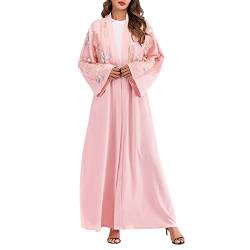 Muslimische Kleider Für Damen Islamische Kleidung Kleid Einfarbig Cardigan Langarm Stickerei Robe Abaya Lose Robe Mantel Islamischer Naher Osten Dubai Kaftan Kleid Für Ramadan von Generic