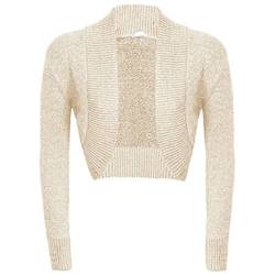 NEU DAMEN LANGARM LUREX GESTRICKT BOLERO SCHULTERJÄCKCHEN OBERTEIL GRÖßE 8-24 - Creme, 36-38 von Generic