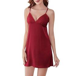 Nachthemd Damen Sexy -Schlafshirt Damen Negligee -Nachtwäsche Kurz Nachtkleid Freizeitkleid V-Ausschnitt Umstandskleid Weich Unterkleider Sommer Schlafhemd Träger Nachthemden für Frauen von Generic