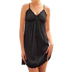 Nachthemd Damen Sexy -Schlafshirt Damen Negligee -Nachtwäsche Kurz Spitzen Schlafkleid Unterkleid Dessous-Set Spaghettiträger Unterkleider Sommer Nachtkleid mit Spitze Nachthemden für Frauen von Generic