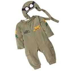 Nett Babystrampler baby piloten Soldat overall Jumpsuit Strampler langarm kostüm Armee-Grün mit hut - Grün 80, 90 von Generic