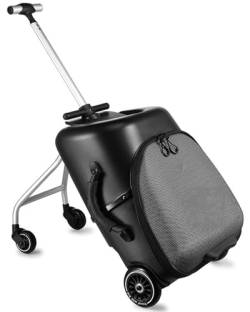 Neues kreatives Handgepäck, Sit-on-Scooter, for Männer und Frauen, Reisekoffer, Tasche, fauler Trolley (Color : Black) von Generic