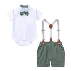 Neugeborenes Baby Jungen Baumwolle Sommer Herren Outfits Kurzarm Bowtie Strampler Shorts Outfits Kleidung Anzug Set Strampler 2 Jahre (#4-Green, 1-2 Years) von Generic