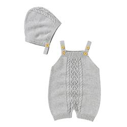 Neugeborenes Baby stricken Strampler Baumwolle ärmellos Junge Mädchen Pullover Kleidung Overall 1 Stück mit Hut Mützen Outfits Set Strickjacke Mädchen 56 von Generic