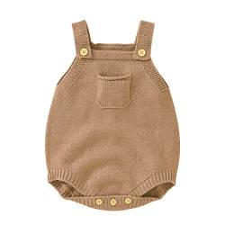Neugeborenes Baby stricken Strampler Baumwolle ärmellos Junge Mädchen feste Pullover Kleidung Baby Body Pullover Strampler Kleinkind Junge (Khaki, 0-3 Months) von Generic