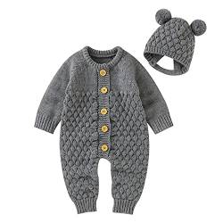 Neugeborenes mit Kapuze Strick Strampler, Baby Overalls Einteiliger Body Oberbekleidung Niedliche Kleinkind Kleidung Warm von Generic