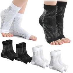 Neuropathie Socken,2 Paar Neuropathie-Socken Frauen Männer,Socken für Neuropathie,Kompressions Socken (DE/NL/SE/PL, Alphanumerisch, S, M, Regular, Regular, weiß*2) von Generic
