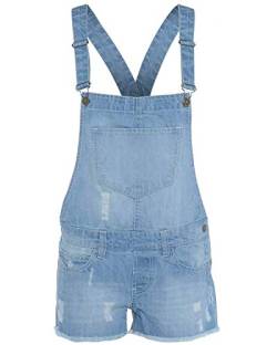 New Kids Latz-Shorts für Mädchen, Jeans mit heller Waschung, Jumpsuit, Dungaree-Shorts Gr. 11-12 Jahre, Light wash von Generic