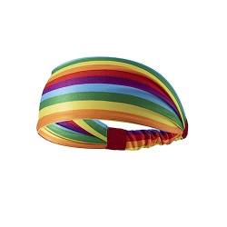 Newwyt Regenbogen-Druck-elastisches Stirnband Sport-Haarbänder jubelndes Squard-Kostüm-Zubehör HeadWrap-Stirnband Regenbogen-Druck Polyester von Generic