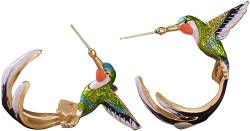 Niedliche Kolibri-Ohrringe Fliegender Kolibri-Malerei s925 Silbernadel-Ohrstecker für Frauen Verarbeitete Mode von Generic