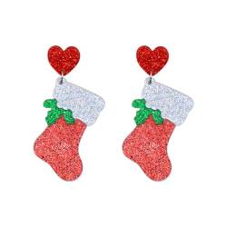 Ohrringe HäNgend Weihnachtsohrringe Ohrringe Socken Rehkitz Weihnachtsbaum Acrylohrringe Personalisierte Ohrringe weiblich (A, One Size) von Generic