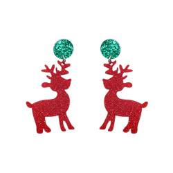 Ohrringe HäNgend Weihnachtsohrringe Ohrringe Socken Rehkitz Weihnachtsbaum Acrylohrringe Personalisierte Ohrringe weiblich (Red, One Size) von Generic