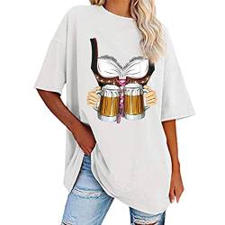 Oktoberfest T Shirt Damen, Tshirt Damen Kurzarm T-Shirt Oberteile Festival Casual Locker Longshirt Pullover Dirndl Drucken Tee Shirts Sweatshirt Top Bierfest Deutsch Bavarian Karneval Bluse von Generic