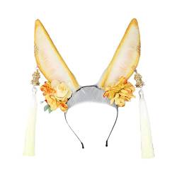 Ostern Hase Ohr Form Haarreifen mit Blume Party Kopfschmuck Haarband Ostern Party Kostüm Requisiten Cosplay Party Kopfbedeckung von Generic