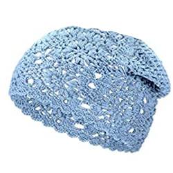 Oushengsi Slouchy für Damen handgefertigt aus Baumwolle gehäkelt weiche Strickmütze für Damen und Mädchen Totenkopf-Mütze mit Ausschnitt und Blumenmuster Sommer-Accessoire von Generic