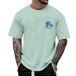 Oversized Tshirt Herren Rundhals Sommer Shirts Oversized Tshirts Männer Kurzarm T Shirt Sportshirt Baumwolle Basic Shirts Lose Sommer Oberteile Kurzarm Cotton Tee Streetwear Grün L von Generic