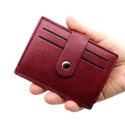 PU Brieftasche Brieftasche Bankkarte Fall - mit Schnalle für Herren mit mehreren Steckplätzen Schlank Kartenetui - Herren Organizer, Rot von Generic