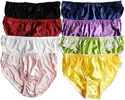 Panasilk 8 Stück Damen Bikini & Slip Spitze Höschen aus 100% Seide Größe S M L XL (mehrfarbig), mehrfarbig, 46 von Generic