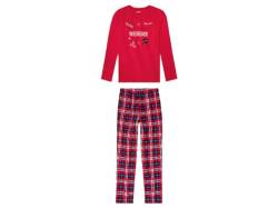 Pepperts Mädchen Pyjama - Lange Schlafhose + Langarm Oberteil - 100% Baumwolle (DE/NL/SE/PL, Numerisch, 158, 164, Regular, Rot) von Generic