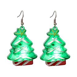 Perlen Ohrringe Damen Set Weihnachtsfeier-Ohrringe, Weihnachtsbaum, leuchtende Ohrringe, leuchtende Birnen-Ohrringe, LED-Birnen-Weihnachtsohrringe, blinkende Halsketten für Kleine (A, One Size) von Generic