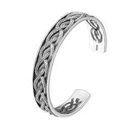 Personalisiertes Armband aus S925-Sterlingsilber mit dreidimensionalen Blättern, verstellbares Armband aus Sterlingsilber mit Retro-Öffnung für Damen und Herren von Generic