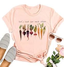 Pflanzen Shirts für Frauen Let's Root for Each Other T-Shirts Casual Cute Graphic Tees Kurzarm Top, Pink, Klein von Generic
