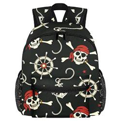 Pirates and Anchor Rucksack für Kleinkinder, Jungen, Mädchen, Kindergarten, Kinder, Snack, Kindergarten, Schule, Rucksack, mehrfarbig, 10x4x12 in von Generic