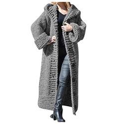 Pulli Knopf Strickte Jacke für Frauen lange beiläufige Langarmgröße Mäntel Plus Damenmantel Damen Winter Hoodie (Dark Gray #1, XL) von Generic