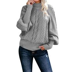 Pullover Damen, Damen Grobstrickpullover Knitted Rollkragenpullover Langarm Strickpullover Oversize Weich Jumper Sweater Kostüm Tops Sweatshirt Herbst Winter Oberteile Lässige Strickpulli von Generic