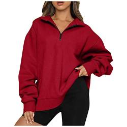 Pullover Damen, Damen Shirt Oversize Pullover Bluse Elegant Herbst Oberteil Oberteile Winter Langarmshirt Weiss Damenpullover Langarm Oversized Longpullover Für Damen(2-Wein,M) von Generic