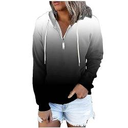 Pullover Damen, Zip Hoodie Y2K Damen Pullover Sexy Hoody Damen Mit Kapuze Kuschelpullover Winterpullover Oversize Sweatshirt Gym Hoodie Schwarze Pullover 3D Hoodie Street One (Schwarz,L) von Generic