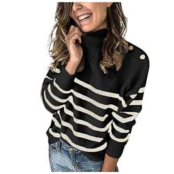 Pullover Damen Leopard Strickpullover Langarm Rundhals Sweater Patchwork Sweatshirt Herbst Winter Elegant Pulli Warme Lose Blusen Oberteile Tops von Generic