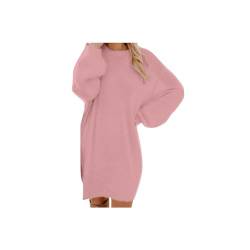 Pullover Damen Longpullover Oversize Sweatshirt-Kleid Lose Langarm Winterkleid mit Fledermaus, Warme Pulloverkleid SchöNe Pullis BeiläUfige Rundhals Modische Shirtkleid, Z2-rosa3, M von Generic