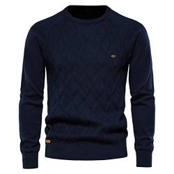 Pullover Für Herren Wärmer Winter Strickpullover Rundkragen Pulli Für Männer Fleece Herbst Große Größen Übergangsjacke Mode Vintage Langarm Arbeitspullover Men's Pullover Blau L von Generic