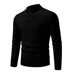 Pullover Herren Langarm, Strickjacke Slim Fit-Pulli Herren Strick Casual Stylischer Basic Langarmshirt Warm Stehkragen Oberteile Einfach Einfarbig Top Herbst Winter für Männer von Generic