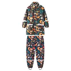 Regenanzug Regenlatzhose Kinder Jungen Mädchen Outfits Kinder Langarm Hoodie Dinosaurier Regenbogen Bedruckte Regenjacke für Regenhose Regenbekleidung Regenbundhose für Jungen Set (Black, 6 Year) von Generic