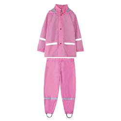 Regenanzug Regenlatzhose Kinder Jungen Mädchen Outfits Kinder Langarm Hoodie Dinosaurier Regenbogen Bedruckte Regenjacke für Regenhose Regenbekleidung Regenbundhose für Jungen Set (Z-Hot Pink, 8 Year) von Generic