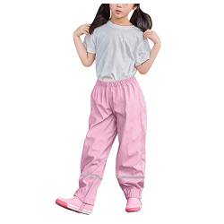 Regenhose Kinder Unisex Wasserdicht Atmungsaktiv Jungen Mädchen Buddelhose Leicht Matschhose Ungefüttert Dünne Regenlatzhose Regenhose Kinder Outdoorhose Regenbekleidung (Pink, 104) von Generic