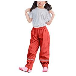 Regenhose Kinder Unisex Wasserdicht Atmungsaktiv Jungen Mädchen Buddelhose Leicht Matschhose Ungefüttert Dünne Regenlatzhose Regenhose Kinder Outdoorhose Regenbekleidung (Rot, 140) von Generic