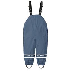 Regenhose Kinder Wasserdicht Latzhosen Regenhosen mit Verstellbarer Schultern Riemen Jungen Mädchen Matschhose Reflektierende Streifen Overalls Regenkleidung 1_8 Jahre (Dark Blue, 104) von Generic