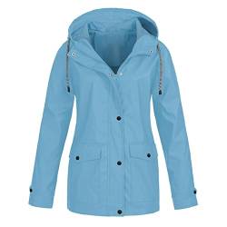 Regenjacke Damen, Wasserdicht Atmungsaktiv Regenjacke Große Größen Regenmantel Leicht Kapuzenjacke Windbreaker Softshelljacke Sports Fahrradjacke Funktionsjacke Outdoorjacke Übergangsjacke 7 von Generic