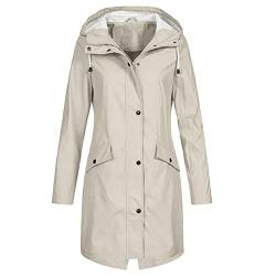 Regenjacke Damen Einfarbig Wasserdichte Softshelljacke Gefüttert mit Gestreift Stanzjacke Atmungsaktive Übergangsjacke Frühling Herbst Leichte Kapuzenjacke Reißverschluss Outdoorjacke S-5XL von Generic