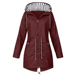 Regenjacke Damen Wasserdicht Atmungsaktiv Windbreaker Lang Regenparka Regenmantel mit Kapuze Leicht Kapuzenjacke Outdoorjacke Übergangsjacken mit Futter Trenchcoat Mantel von Generic