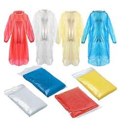 Regenponcho Einweg 10er Set Einmalregencape mit Kapuze Erwachsene Unisex Transparent Regencape Notfallponcho Einheitsgröße von Generic